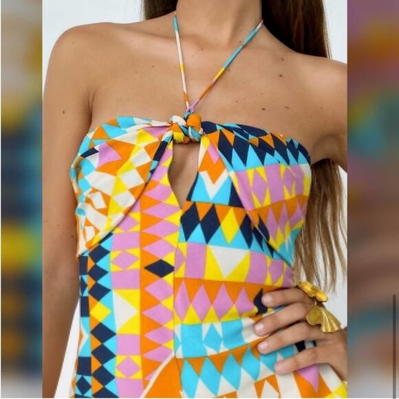 Zara Printed Midi Dress Size Small - Picture 5 of 11